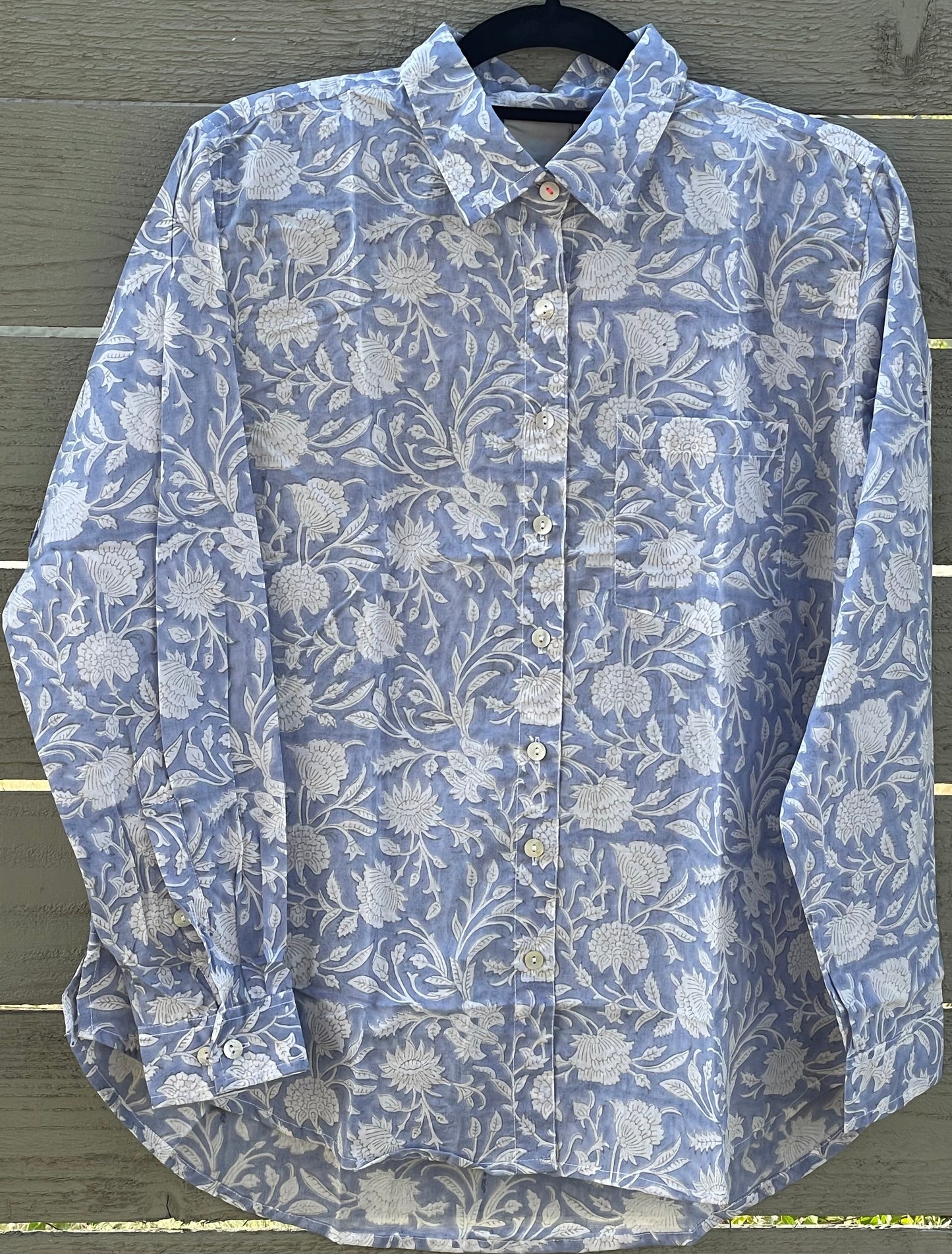 Good Boyfriend Shirt - Floral Escape Bluebird and Dove Grey