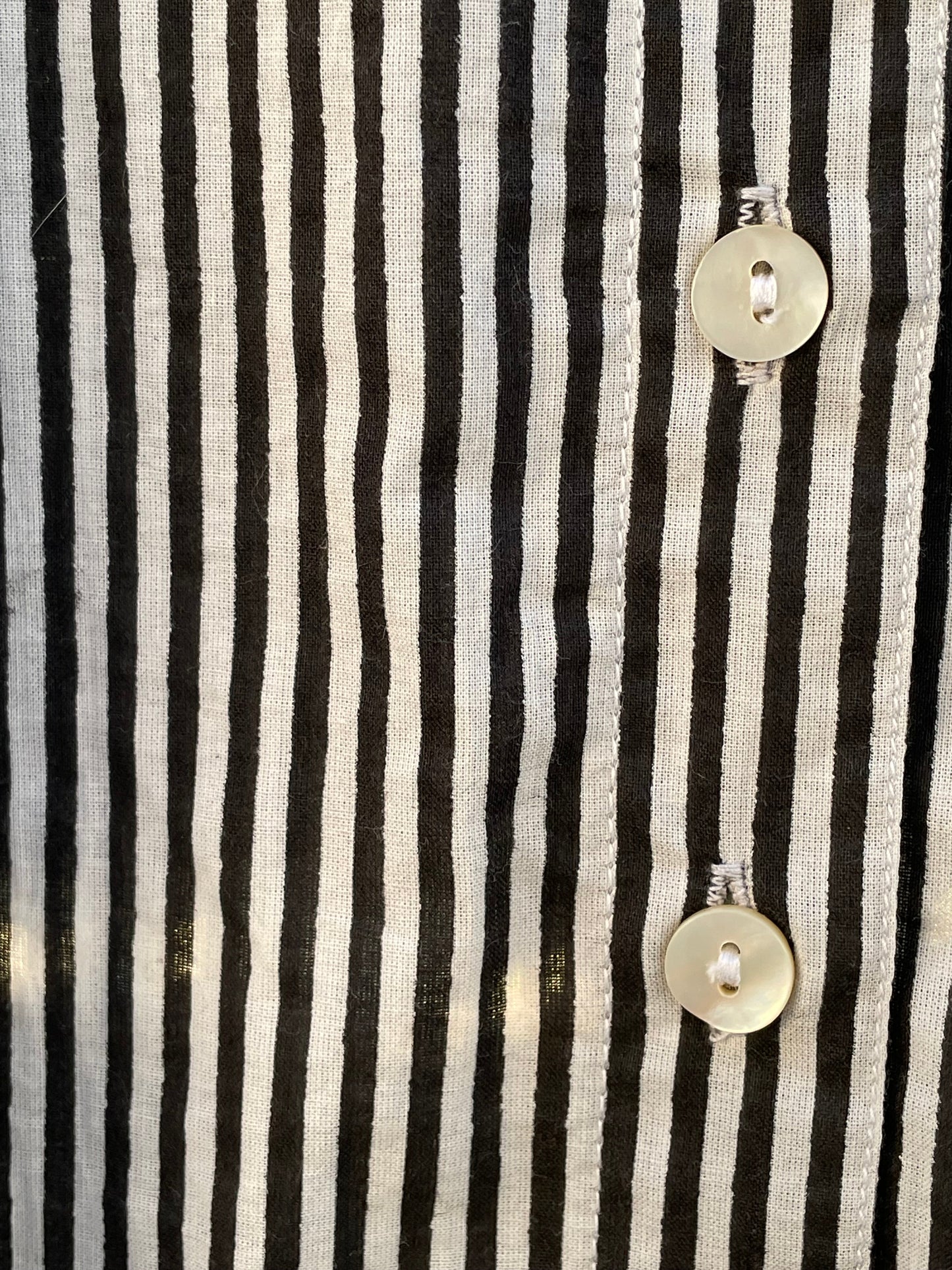 Good Girlfriend Shirt with Ruffle Trim Menswear Stripe Black