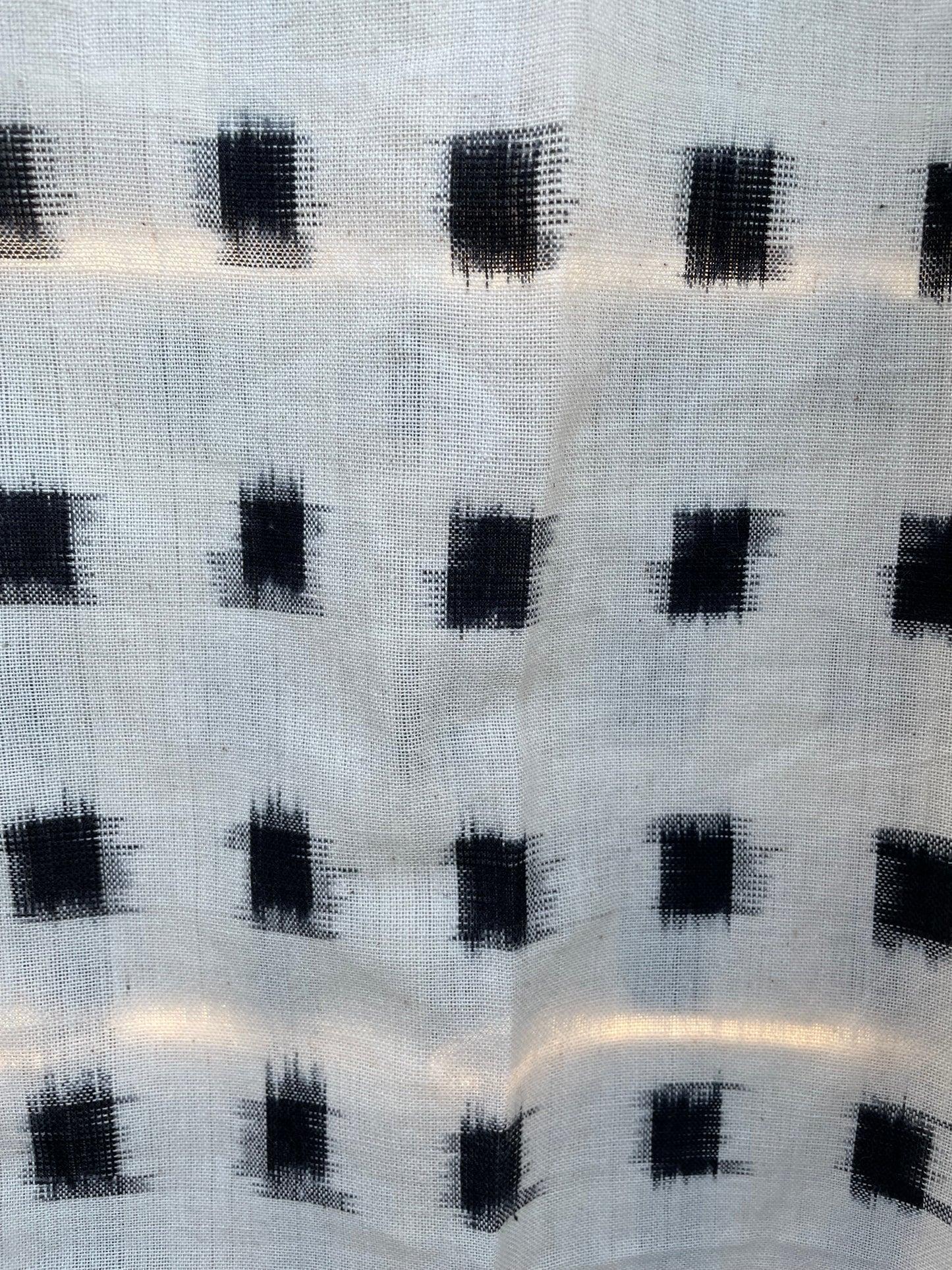 Good Boyfriend Shirt with Mandarin Collar - Ikat Squares Natural Black