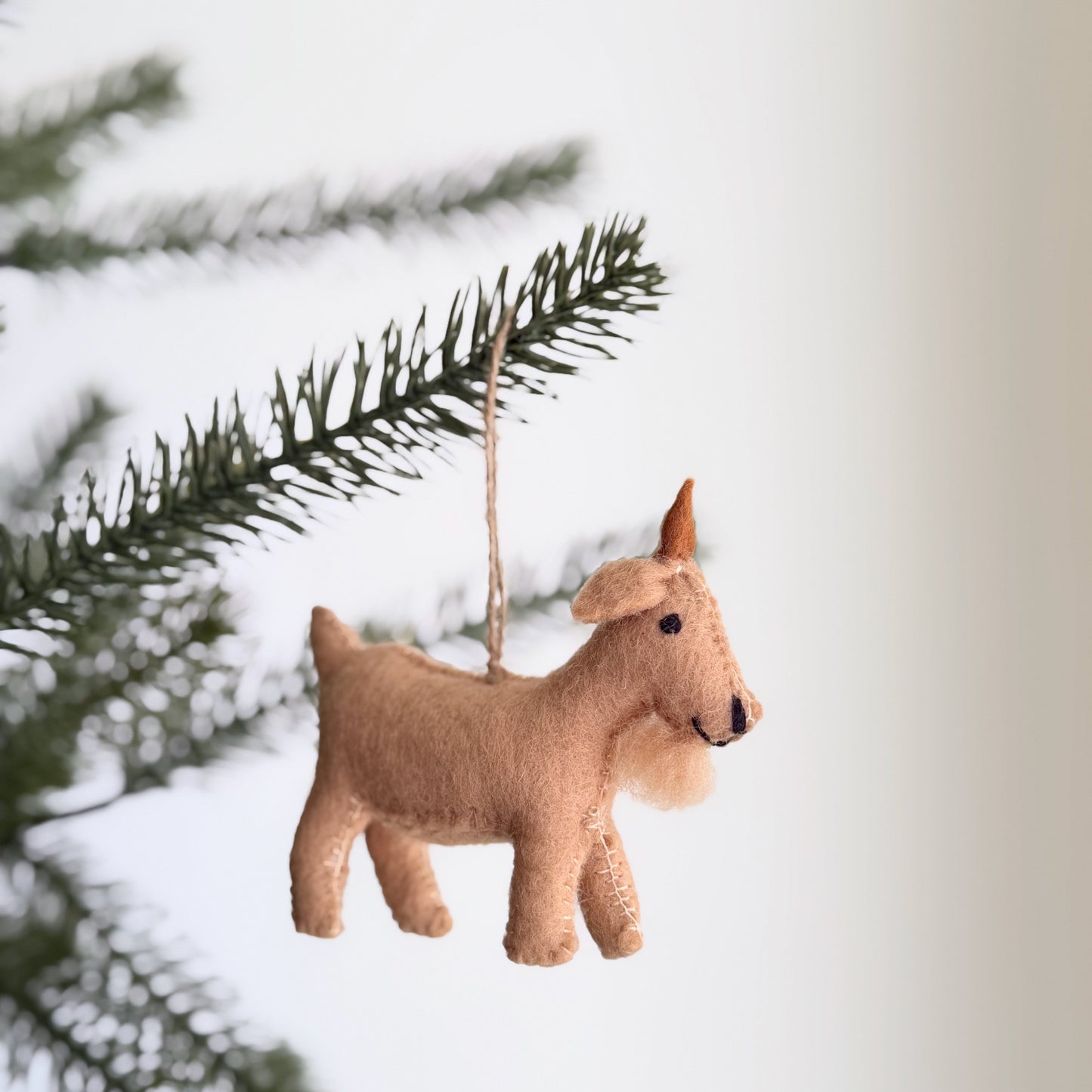 Felt Goat Ornament with Hemp string attached