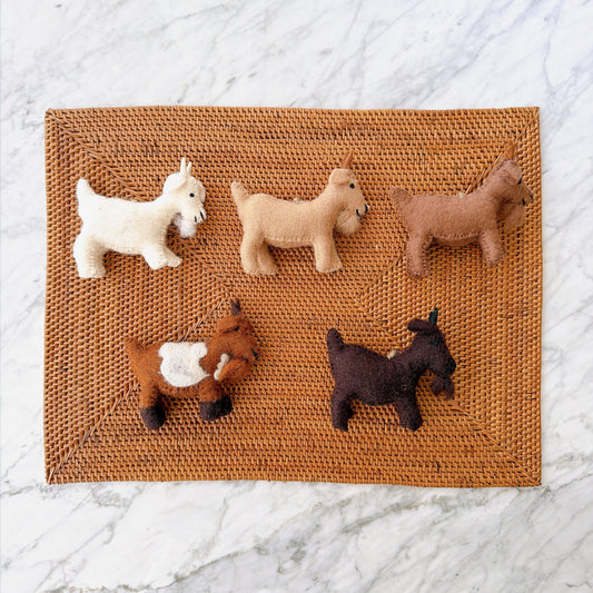 Felt Goat Ornament with Hemp string attached