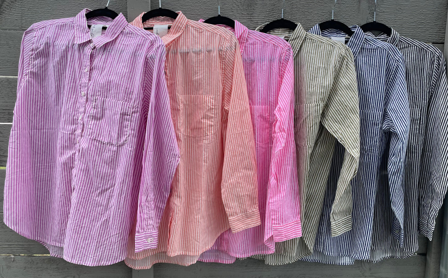 Good Boyfriend Shirt - Menswear Stripe Desert Pink