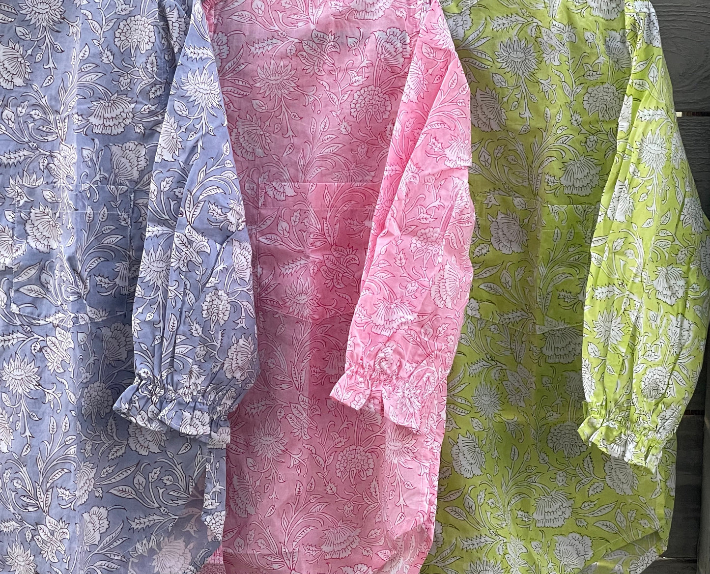 Good Girlfriend Shirt with Ruffle Trim Floral Escape Bluebird/Pinecone