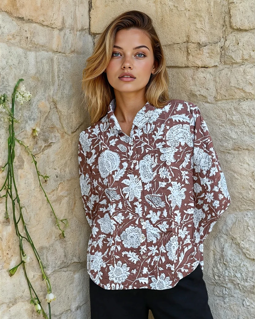 Good Boyfriend Shirt - Sugar Hill Floral Cocoa