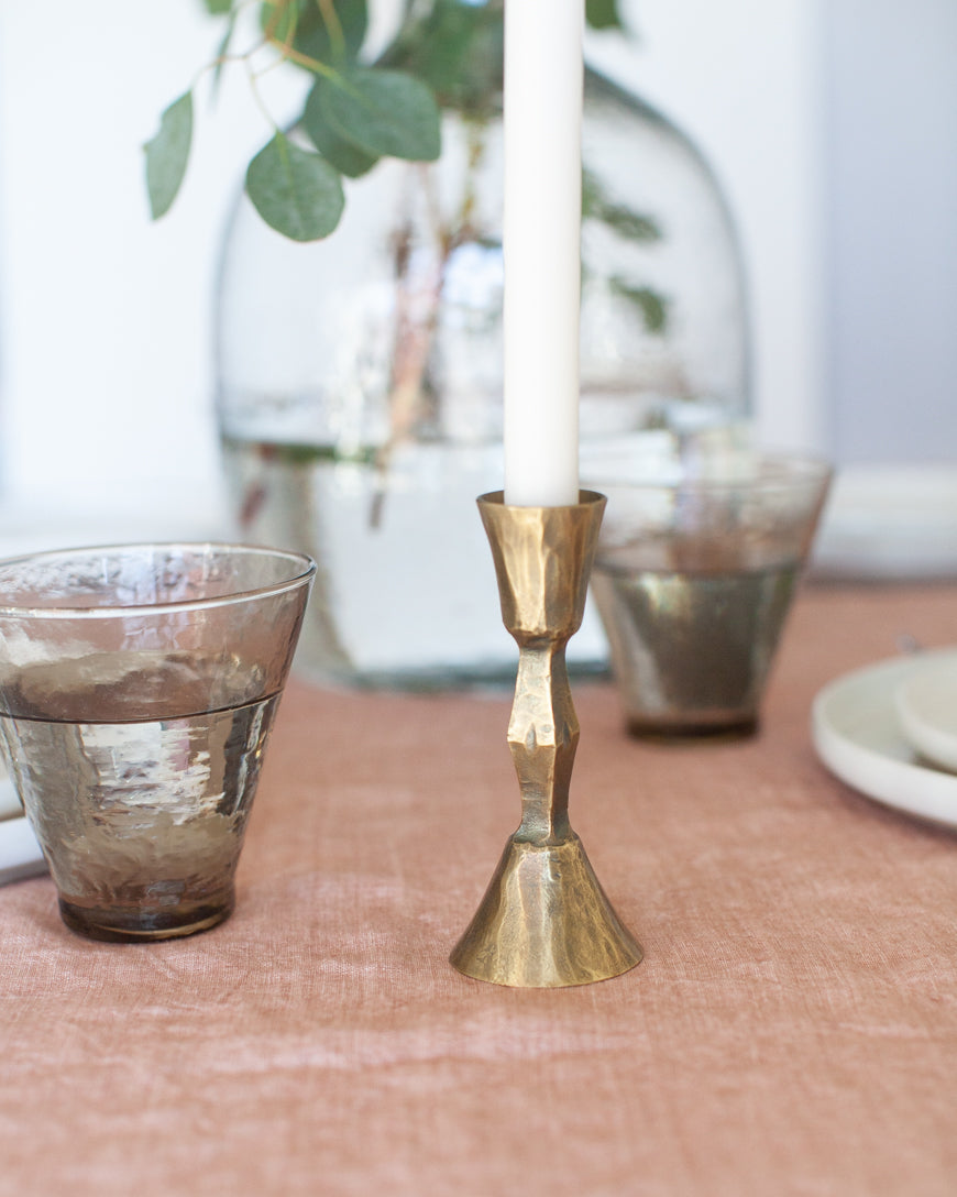 Low Diamond Hand-Forged Iron Candle Stand