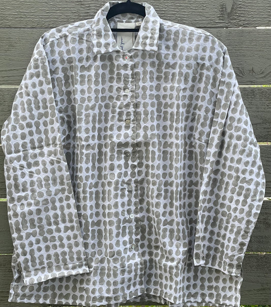 Relaxed Boyfriend Shirt Messy Dot - Dove Grey