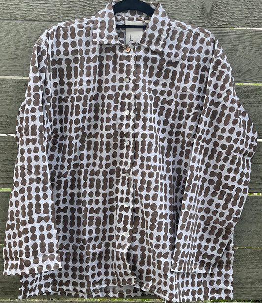 Relaxed Boyfriend Shirt Messy Dot - Pinecone