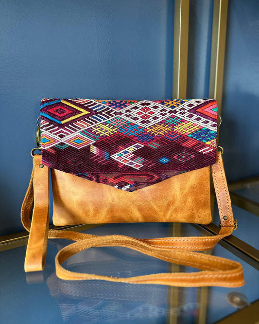 EXCLUSIVE Huipil Envelope Clutch - Geometric Cranberry