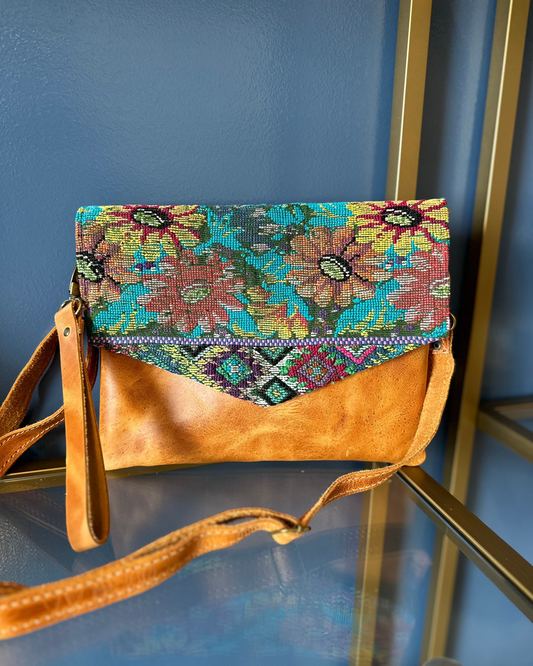 EXCLUSIVE Huipil Envelope Clutch - Floral Turquoise