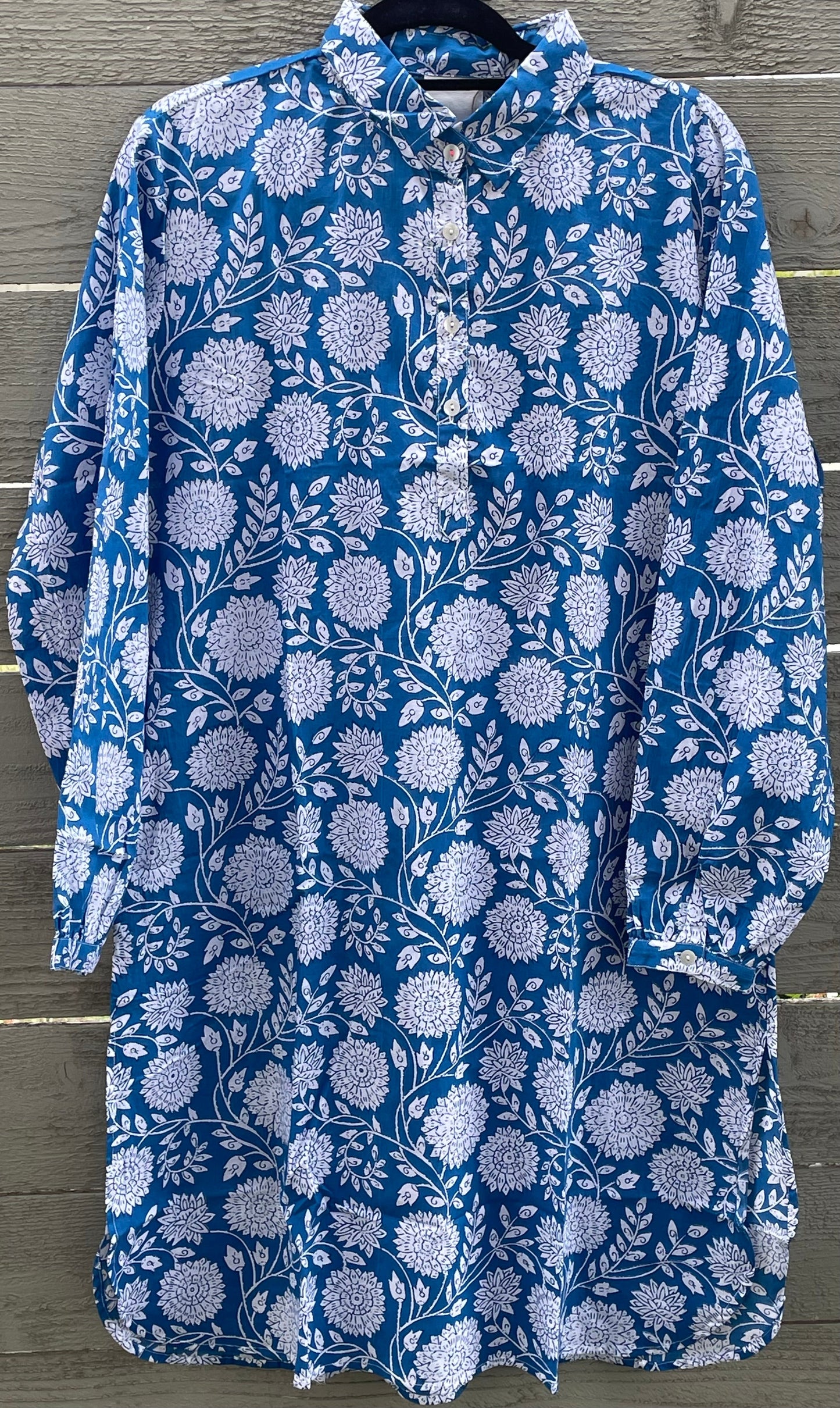 Good Boyfriend ShirtDress - Hydrangea Beauty Cobalt