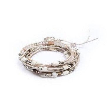 5-Wrap Leather & Beads Bracelet / Necklace - Thailand