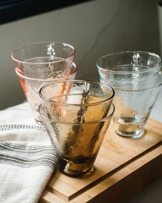 Handblown Hammered Funneled Glasses | Set of 2