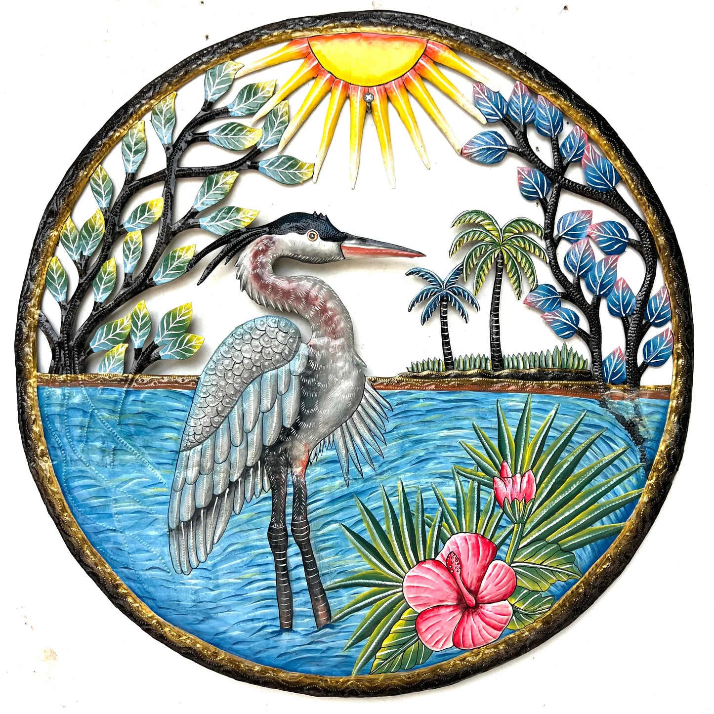 Jumbo Painted Heron In The Sea