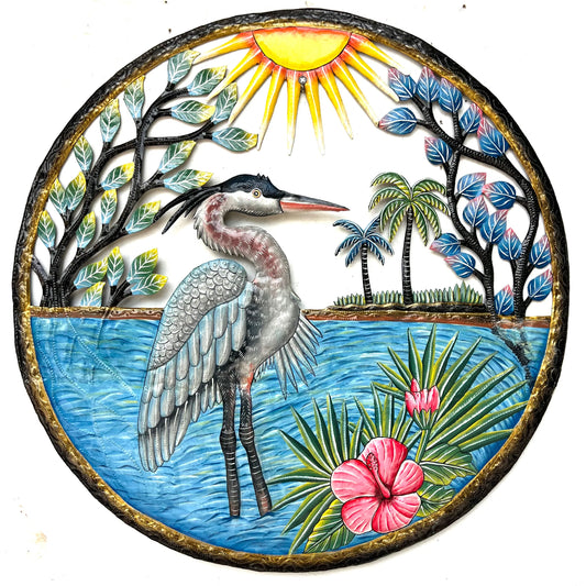 Jumbo Painted Heron In The Sea