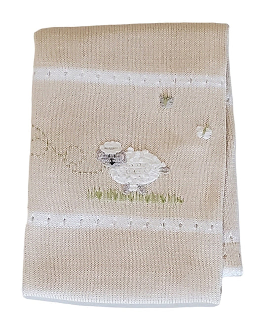 Lamb Baby Blanket, Ecru