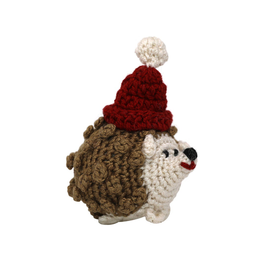 Crochet Hedgehog in Santa Hat Ornament