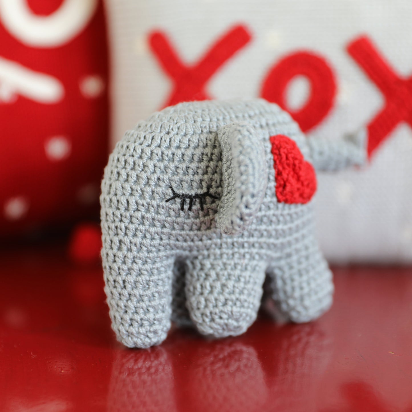 Crochet Elephant, red