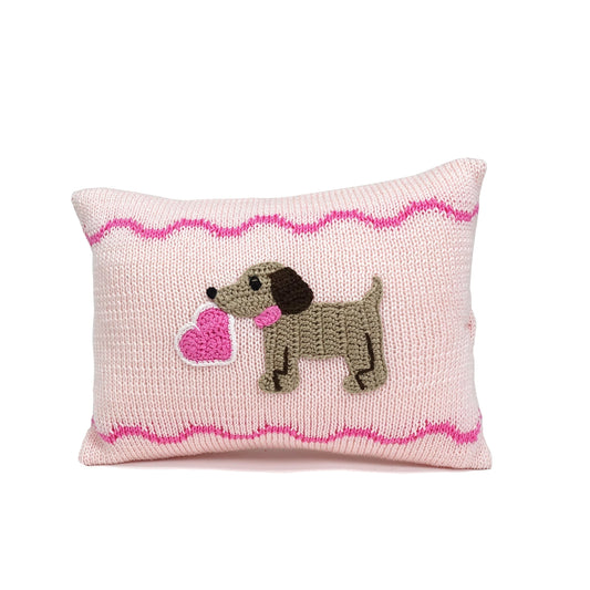 Valentine Puppy Mini Pillow, Pink