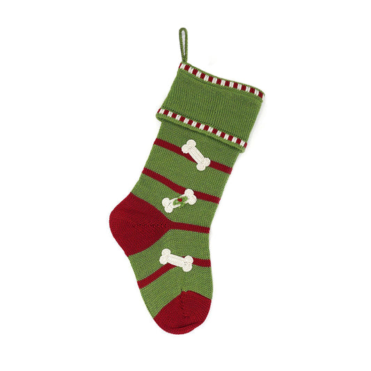 Dog Bone Stocking, Green