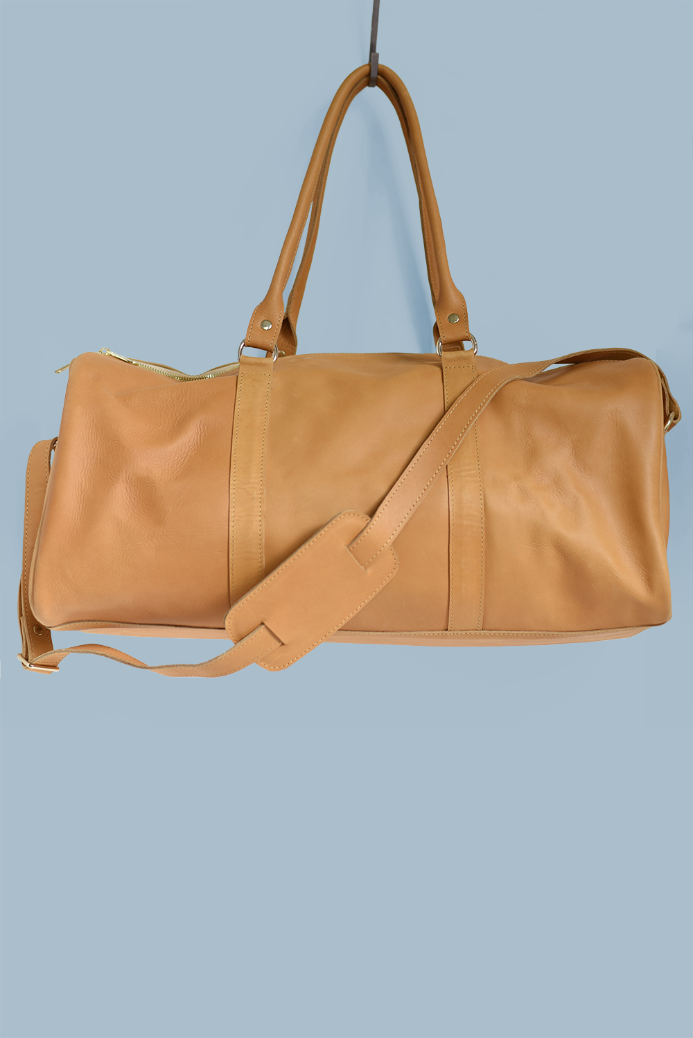 Large Leather Duffel in Caramel