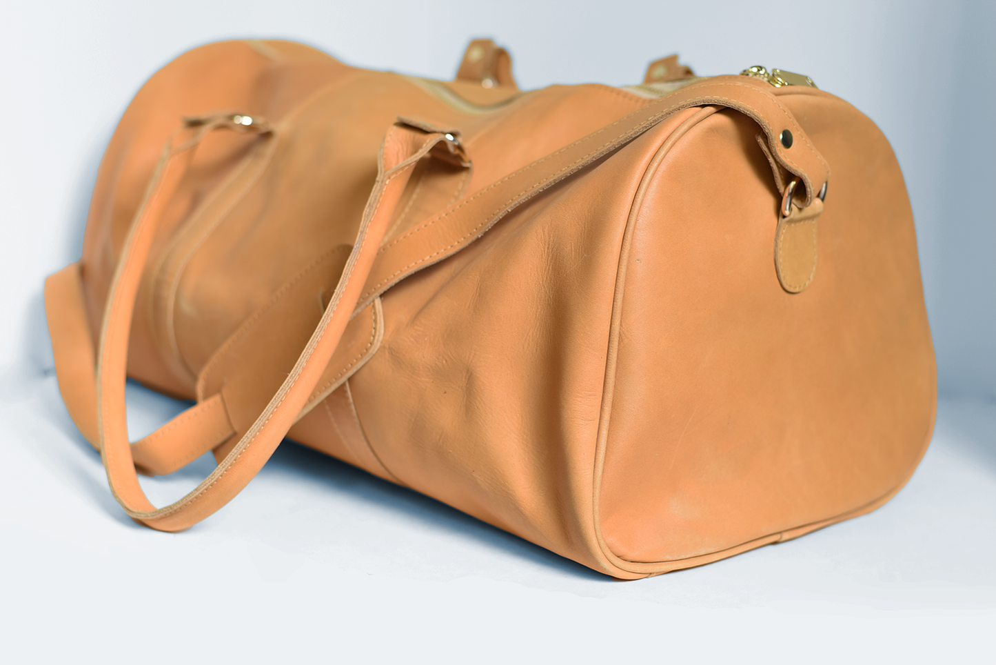 Large Leather Duffel in Caramel