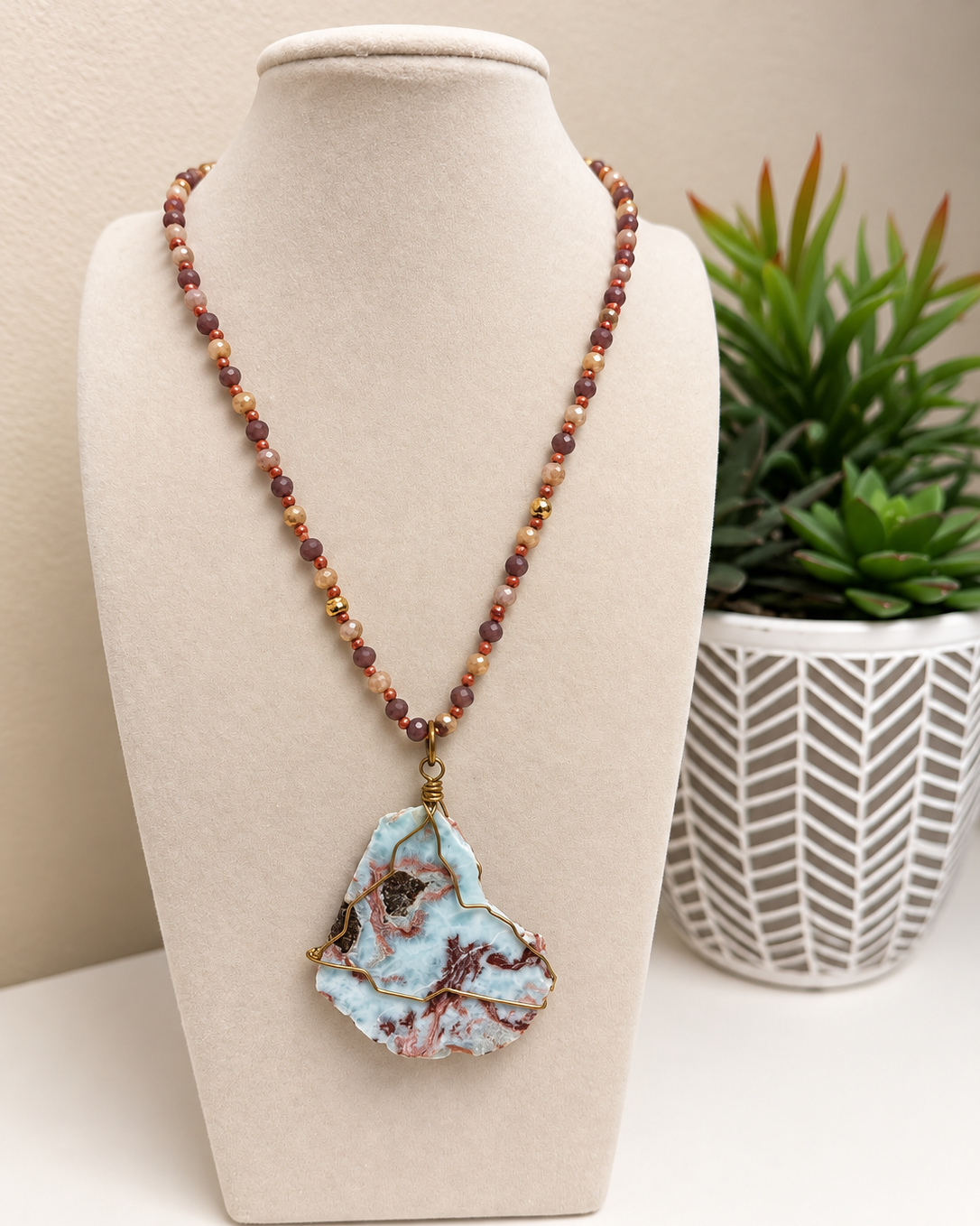 EXCLUSIVE Larimar Pendant Beaded Necklace