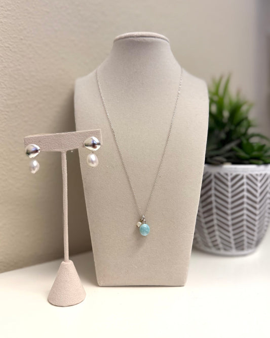 Larimar & Pearl Set