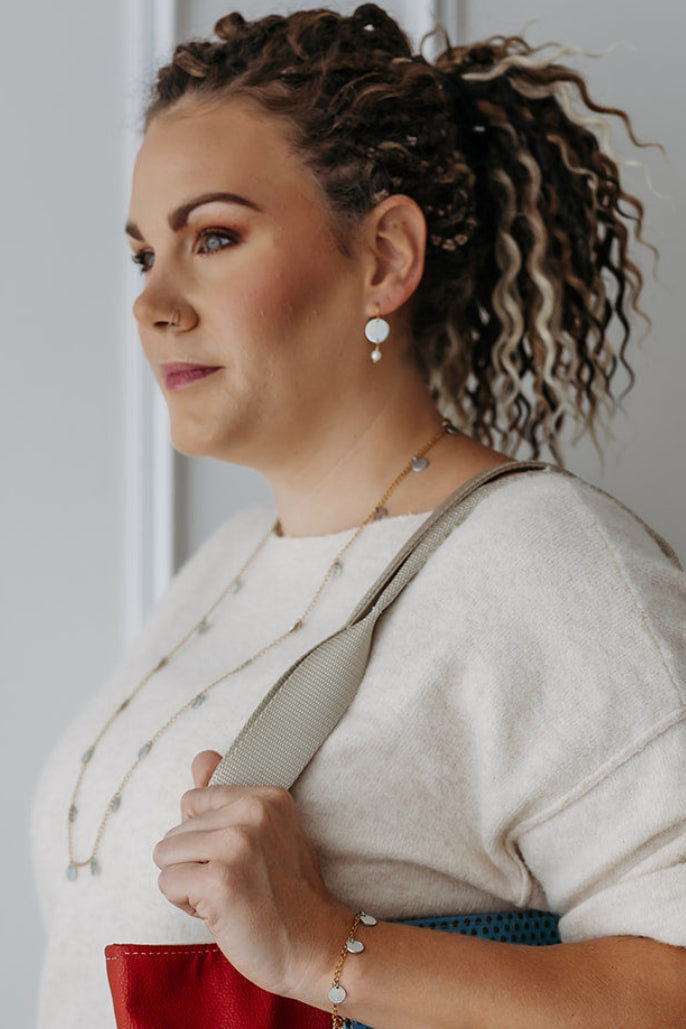 Free Earrings | Freshwater Pearl & Repurposed Steel Automotive Parts | Gold Plated Ear Wire