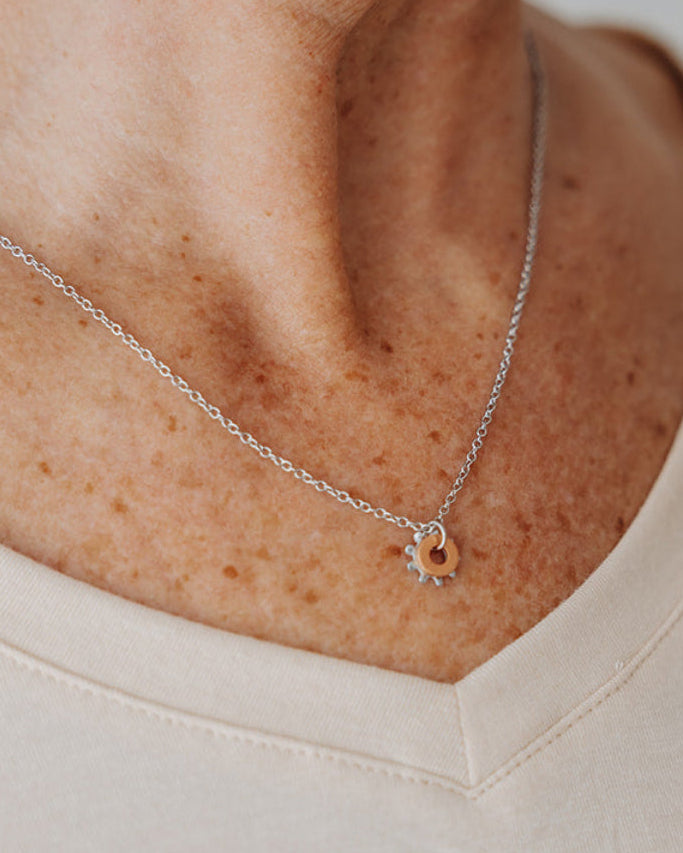 Shine Necklace | Salvaged Copper & Steel Auto Parts | Adjustable Stainless Steel Chain