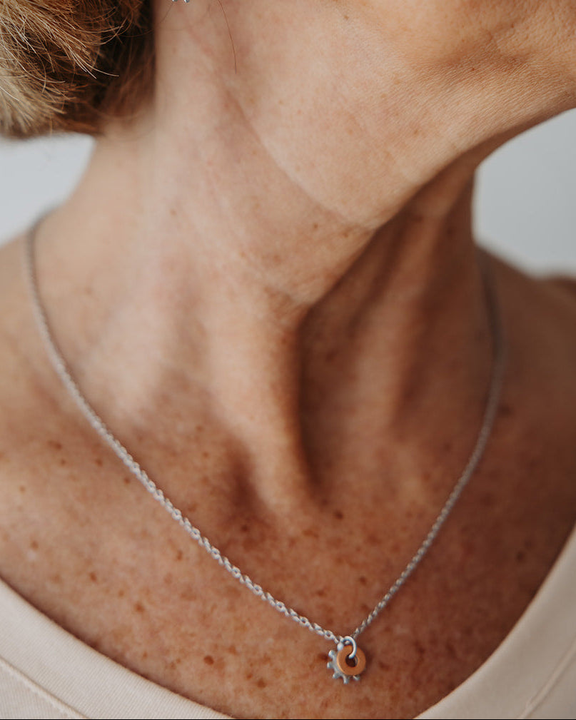 Shine Necklace | Salvaged Copper & Steel Auto Parts | Adjustable Stainless Steel Chain