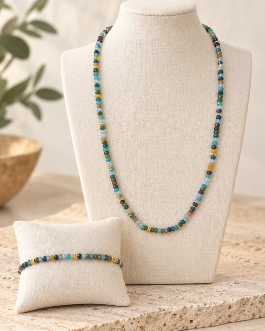 EXCLUSIVE  Natural Stone Necklace & Bracelet Set