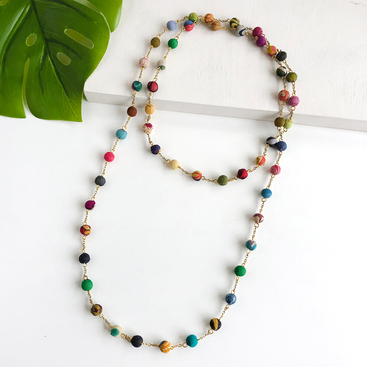 Kantha Dotted Long Necklace