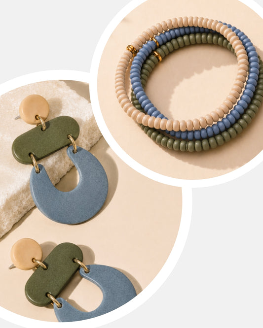 Blue Sage Earrings & Bracelet Stack