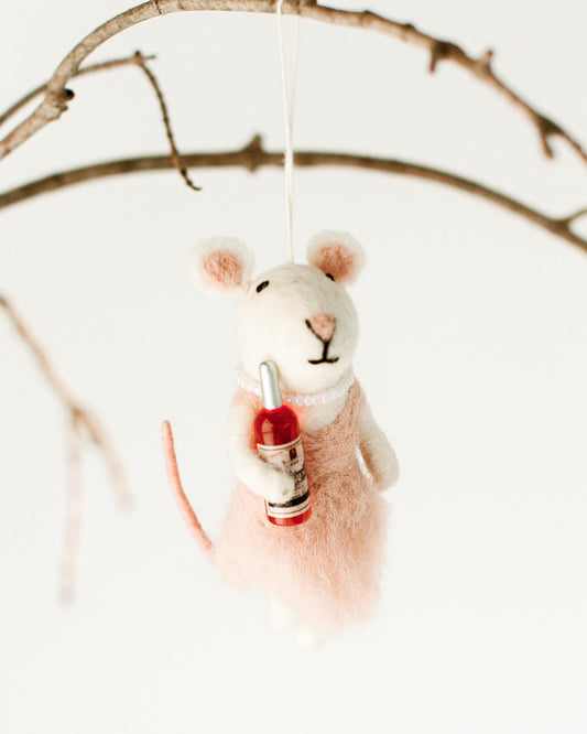 Rosé All Day Felt Mouse Ornament