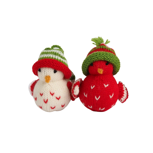 Winter Birds Ornaments, set of 2