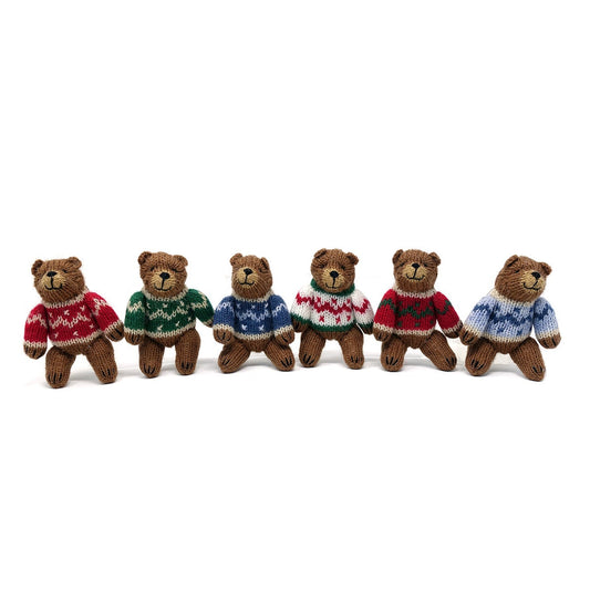 Brown Bear Ornaments - set of 6