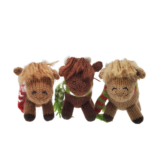 Highland Cow Ornaments, set of 3
