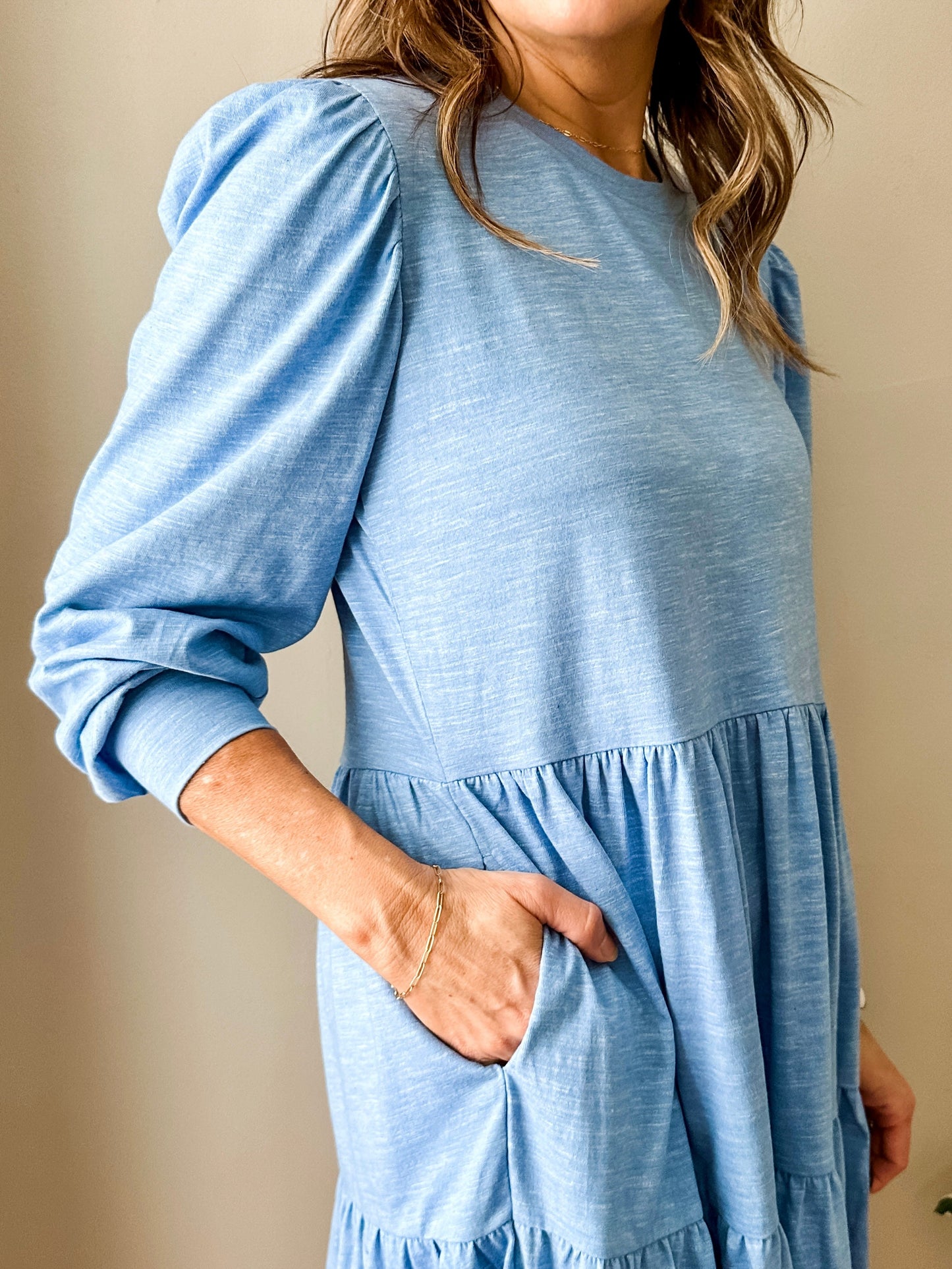 Puff Sleeve Knit Mini Dress