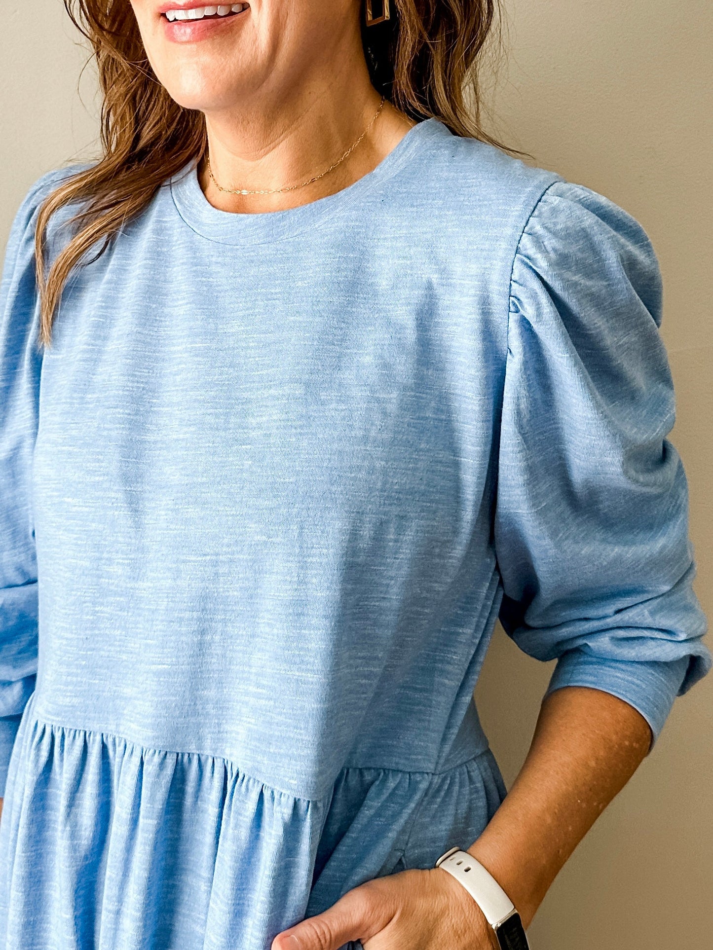 Puff Sleeve Knit Mini Dress