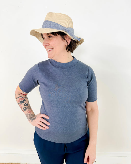 Elbow Sleeve Mock Neck