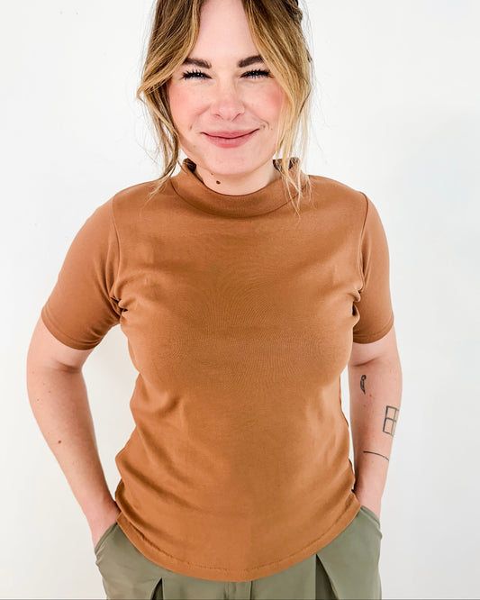 Elbow Sleeve Mock Neck