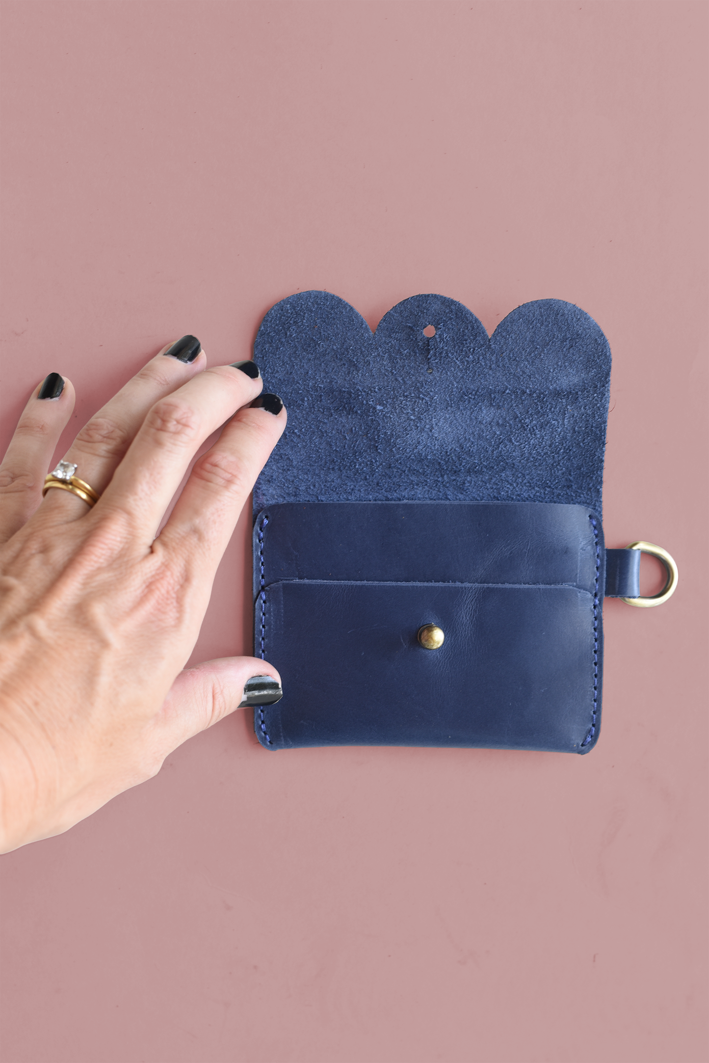 Scalloped Leather Card Carrier