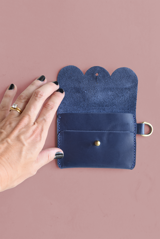 Scalloped Leather Card Carrier