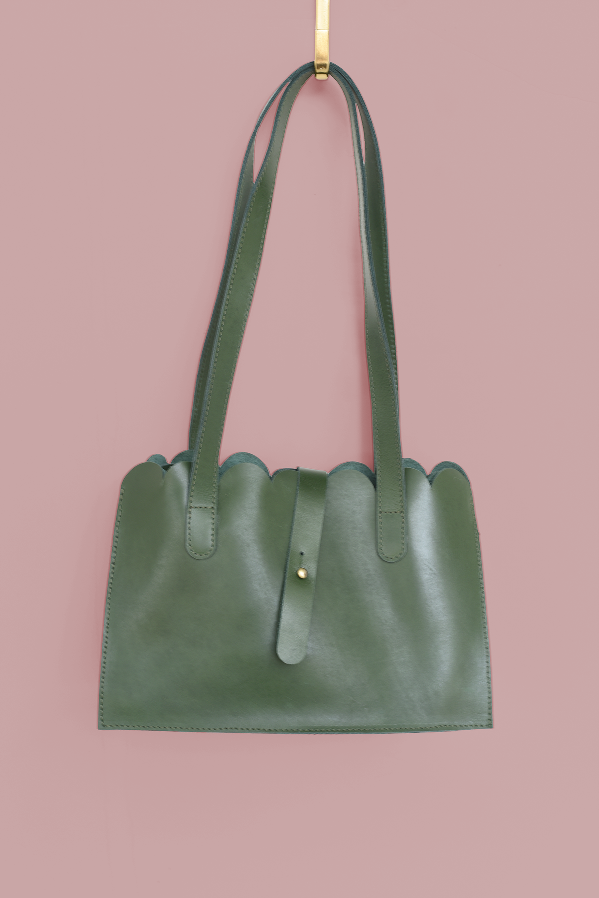 Scalloped Convertible Midsized Handbag