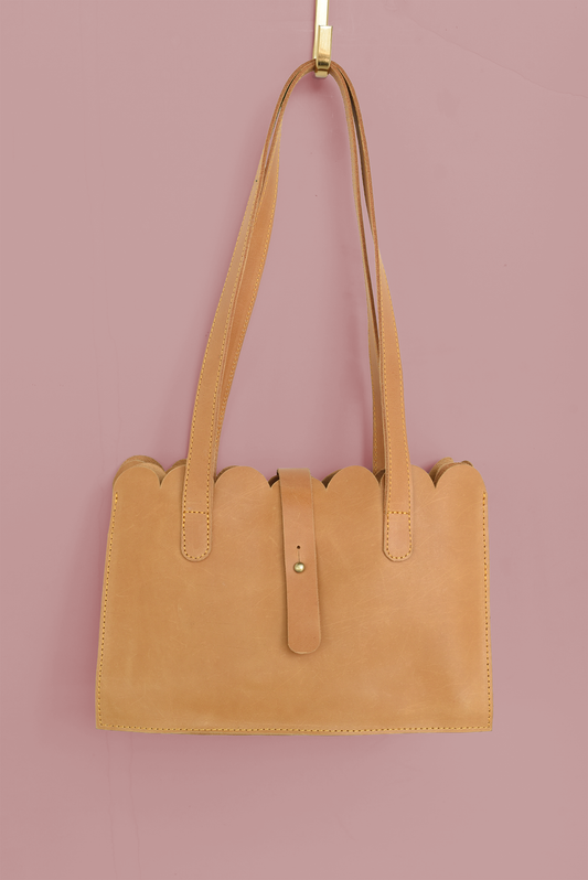 Scalloped Convertible Midsized Handbag