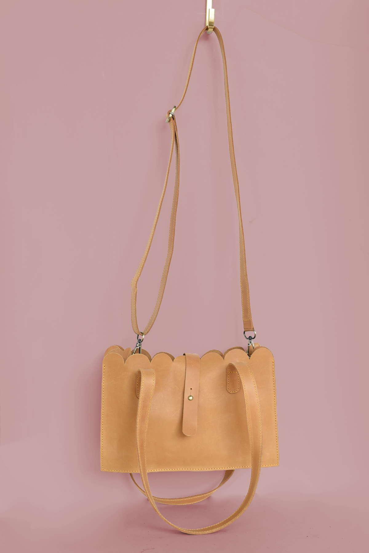 Scalloped Convertible Midsized Handbag