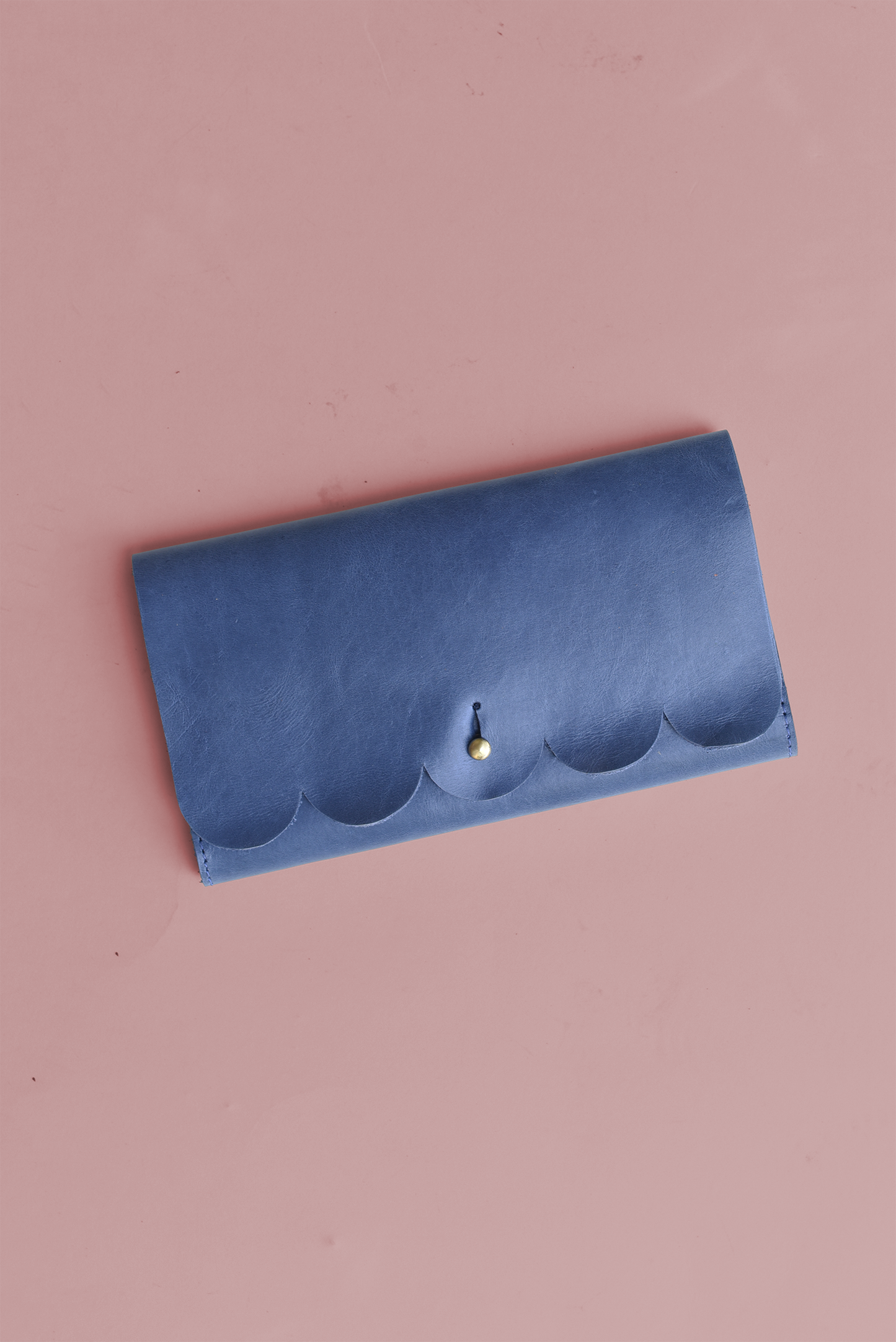 Scalloped Fold Over Leather Wallet