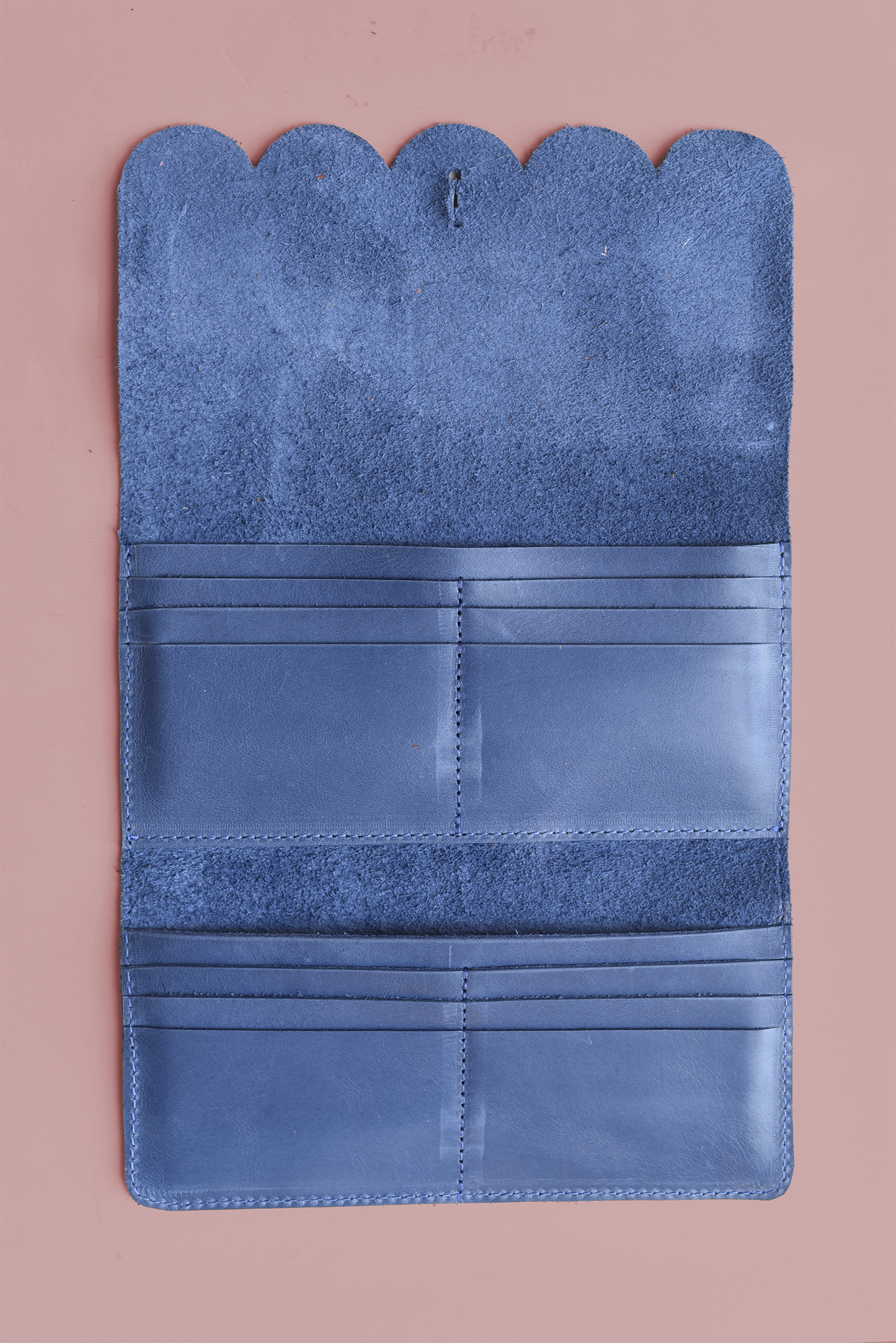 Scalloped Fold Over Leather Wallet