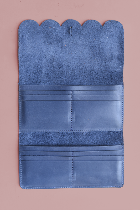 Scalloped Fold Over Leather Wallet