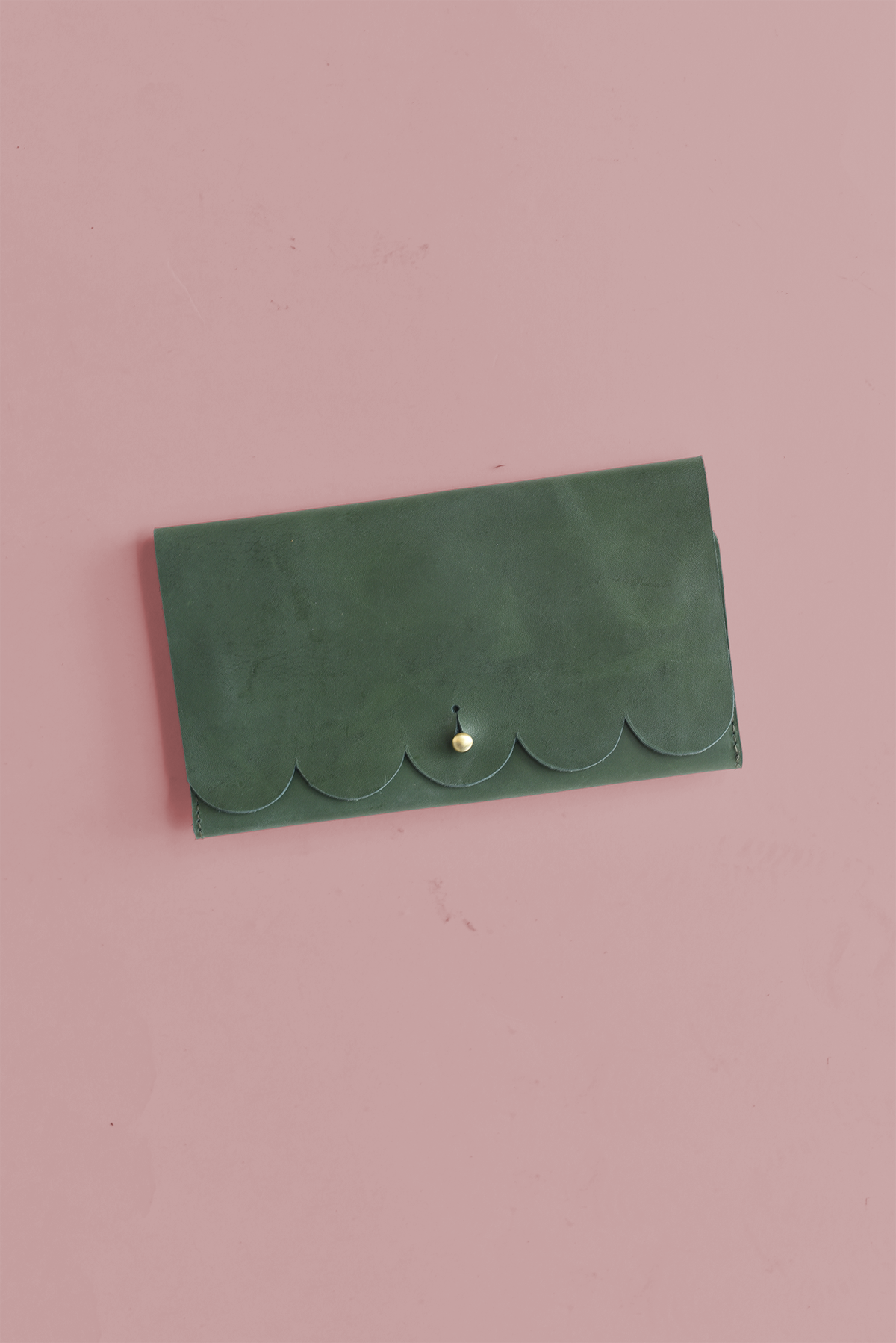 Scalloped Fold Over Leather Wallet